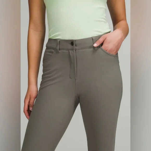 lululemon | size 28 City Sleek Slim-Fit 5 Pocket High-Rise Pant in Grey Sage - Picture 2 of 12